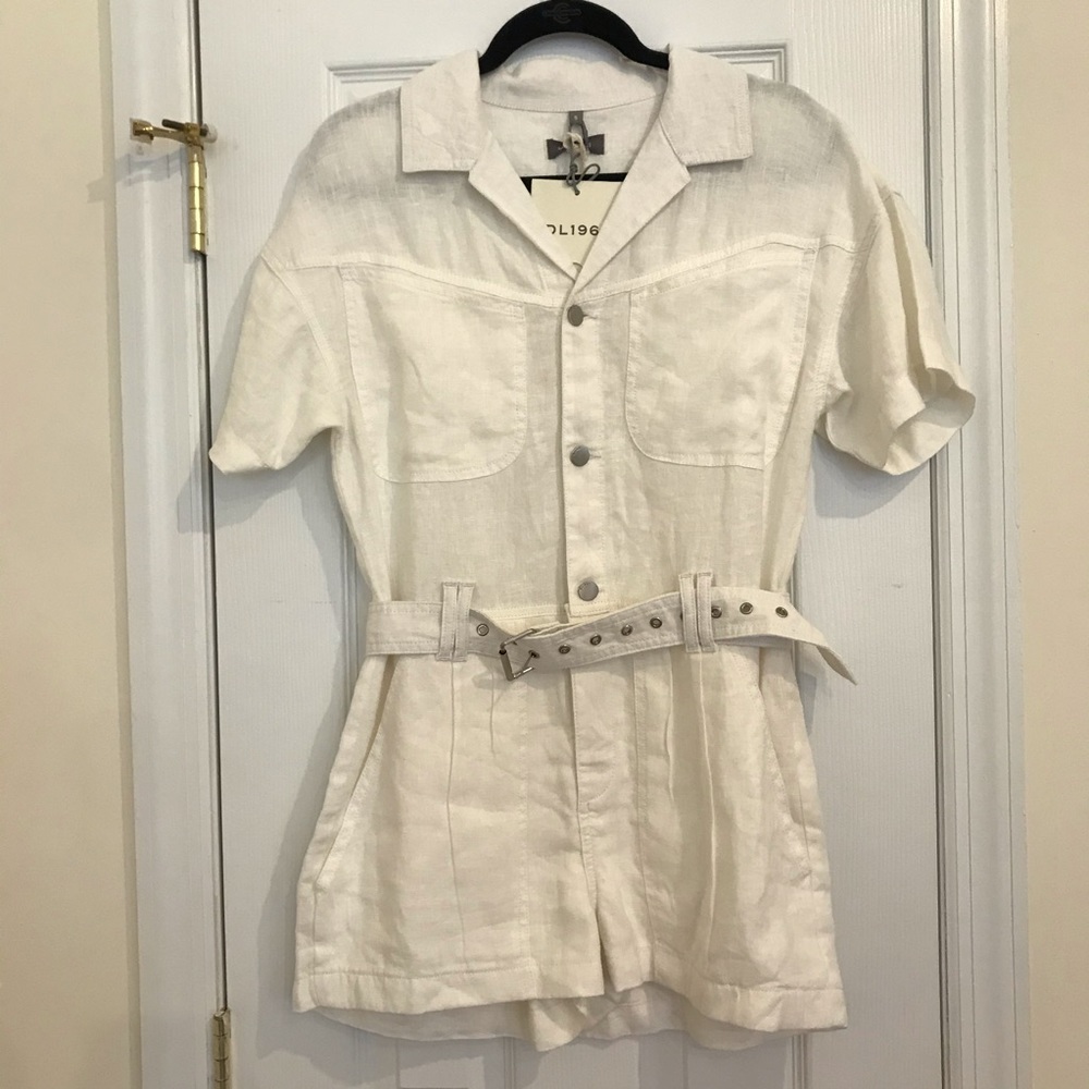 DL1961 White Linen Jumpsuit with belt size Small